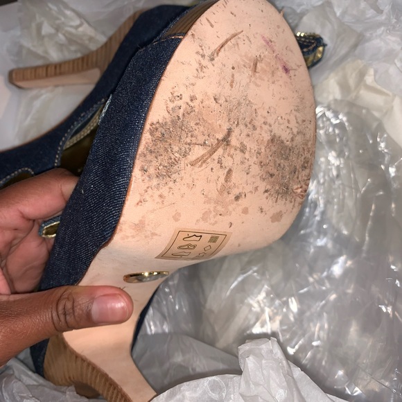 Barely worn Bebe jean platform heels size 9 - Picture 3 of 3